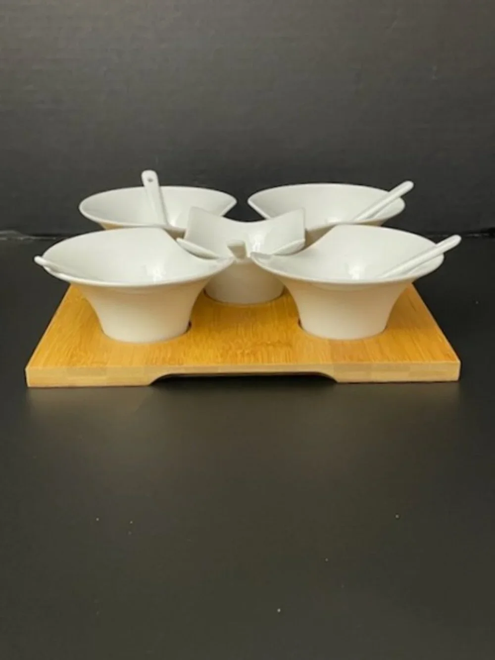 Pier 1 Imports‎ Tasting Party Serving Bowl Set Bowls Spoons Bamboo Tray